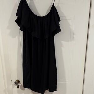Zara Black One-Shoulder Ruffle Dress